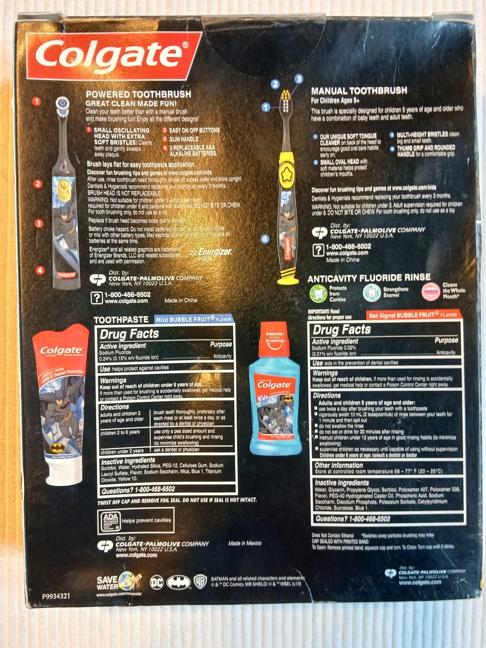 Colgate BATMAN Comic Kids Toothbrush, Toothpaste, Mouthwash Gift Pack Value Set